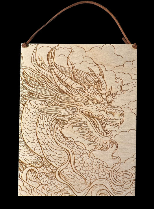 Dragon and Clouds - DIY Paint, Art, Art Kit, Paint Kit, Hobby, Wall Decor, Adult Coloring, Laser Engraved, Wood Art