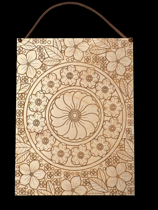 Flower Mandala Pattern - DIY Paint, Art, Art Kit, Paint Kit, Hobby, Wall Decor, Adult Coloring, Laser Engraved, Wood Art