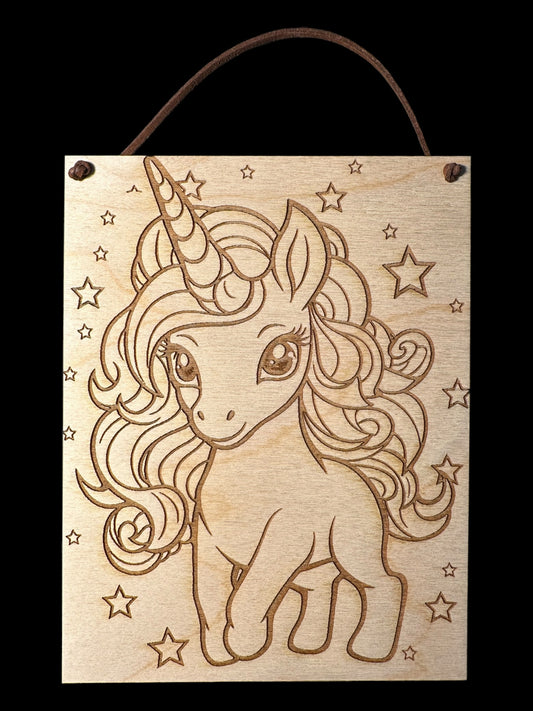 Cute Unicorn - DIY Paint, Art, Art Kit, Paint Kit, Hobby, Wall Decor, Coloring, Kids, Laser Engraved, Wood Art